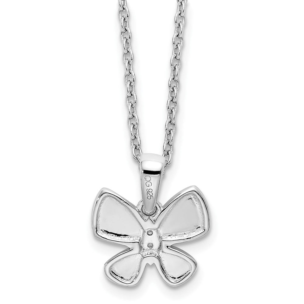 White Ice Sterling Silver Rhodium-plated 18 Inch Diamond Butterfly Necklace with 2 Inch Extender