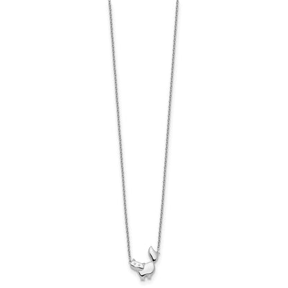 White Ice Sterling Silver Rhodium-plated 18 Inch Diamond Cat Necklace