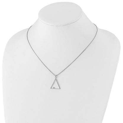 White Ice Sterling Silver Rhodium-plated 18 Inch Diamond Open Triangle Necklace with 2 Inch Extender