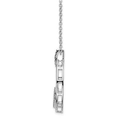 White Ice Sterling Silver Rhodium-plated 18 Inch Diamond Open Oval Necklace with 2 Inch Extender