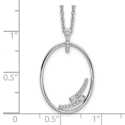 White Ice Sterling Silver Rhodium-plated 18 Inch Diamond Open Oval Necklace with 2 Inch Extender