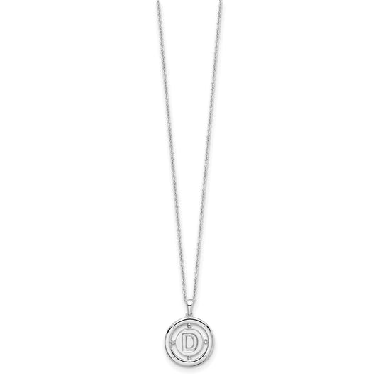 White Ice Sterling Silver Rhodium-plated 18 Inch Diamond Letter D Initial Necklace with 2 Inch Extender