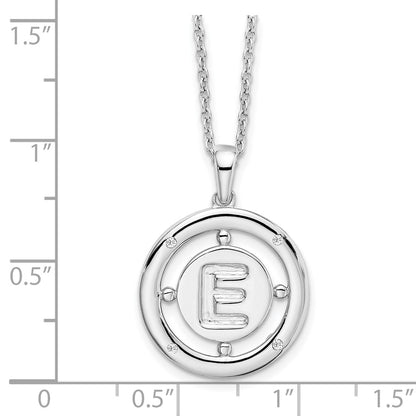 White Ice Sterling Silver Rhodium-plated 18 Inch Diamond Letter E Initial Necklace with 2 Inch Extender