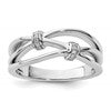 White Ice Sterling Silver Rhodium-plated Diamond Criss Cross Ring