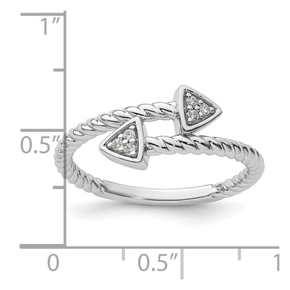 White Ice Sterling Silver Rhodium-plated Diamond Arrow Ring