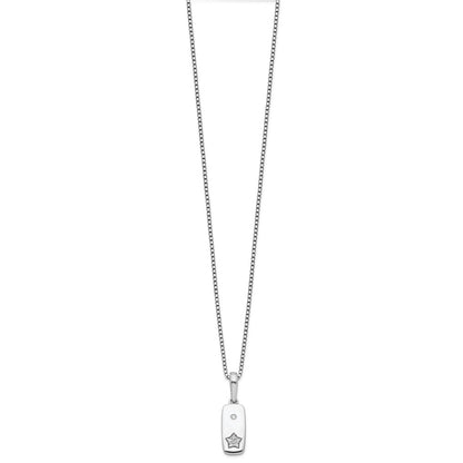 White Ice Sterling Silver Rhodium-plated 18 Inch Diamond Star Tag Necklace with 2 Inch Extender