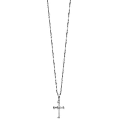 White Ice Sterling Silver Rhodium-plated 18 Inch Diamond Cross Necklace with 2 Inch Extender