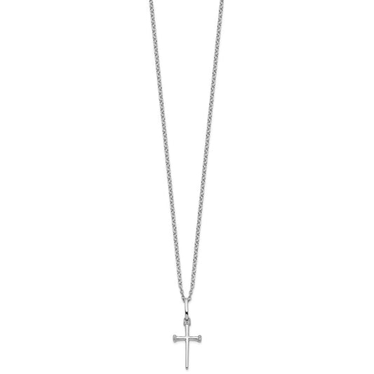 White Ice Sterling Silver Rhodium-plated 18 Inch Diamond Cross Necklace with 2 Inch Extender