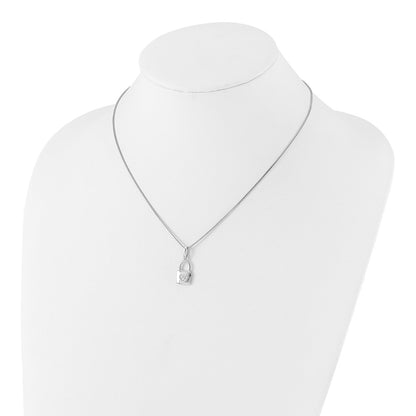 White Ice Sterling Silver Rhodium-plated 18 Inch Diamond Heart Lock Necklace with 2 Inch Extender