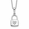 White Ice Sterling Silver Rhodium-plated 18 Inch Diamond Heart Lock Necklace with 2 Inch Extender