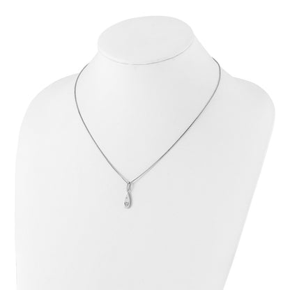 White Ice Sterling Silver Rhodium-plated 18 Inch Diamond Heart Teardrop Necklace with 2 Inch Extender