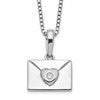 White Ice Sterling Silver Rhodium-plated 18 Inch Diamond Heart Envelope Necklace with 2 Inch Extender