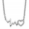 White Ice Sterling Silver Rhodium-plated 18 Inch Diamond Heart with Heartbeat Necklace
