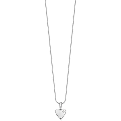 White Ice Sterling Silver Rhodium-plated 18 Inch Diamond Heart Necklace with 2 Inch Extender