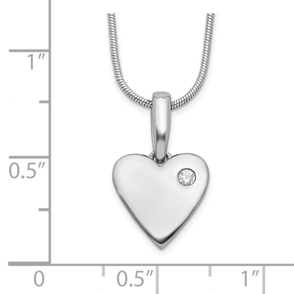 White Ice Sterling Silver Rhodium-plated 18 Inch Diamond Heart Necklace with 2 Inch Extender