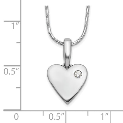 White Ice Sterling Silver Rhodium-plated 18 Inch Diamond Heart Necklace with 2 Inch Extender