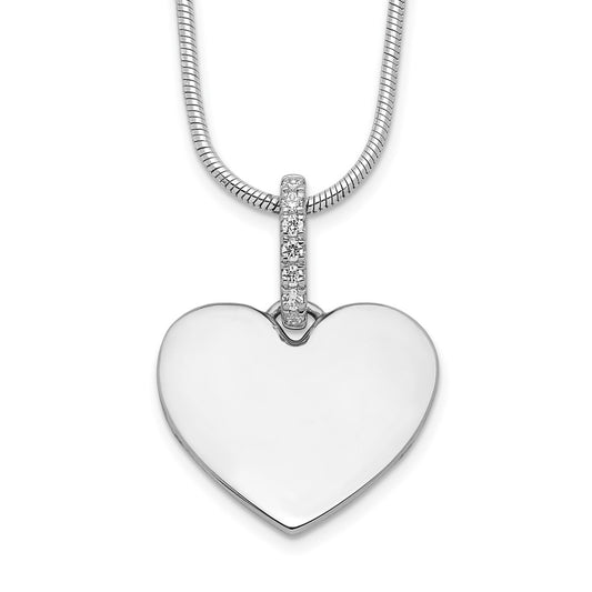 White Ice Sterling Silver Rhodium-plated 18 Inch Diamond Heart Necklace with 2 Inch Extender