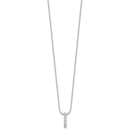 White Ice Sterling Silver Rhodium-plated 18 Inch Chanel-set Diamond Vertical Bar Necklace with 2 Inch Extender