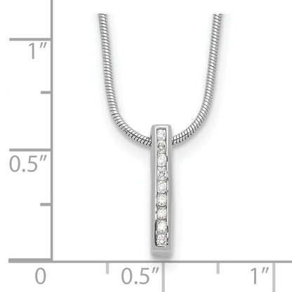 White Ice Sterling Silver Rhodium-plated 18 Inch Chanel-set Diamond Vertical Bar Necklace with 2 Inch Extender