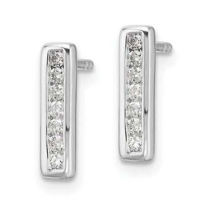 White Ice Sterling Silver Rhodium-plated Diamond Vertical Post Earrings