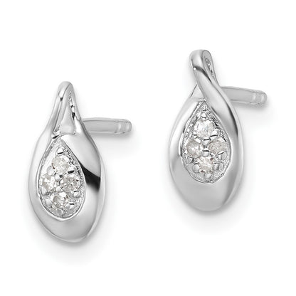 White Ice Sterling Silver Rhodium-plated Diamond Post Earrings