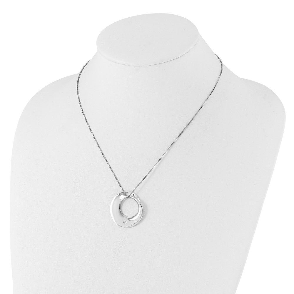 White Ice Sterling Silver Rhodium-plated 18 inch Diamond Circle Necklace plus 2 inch Extender
