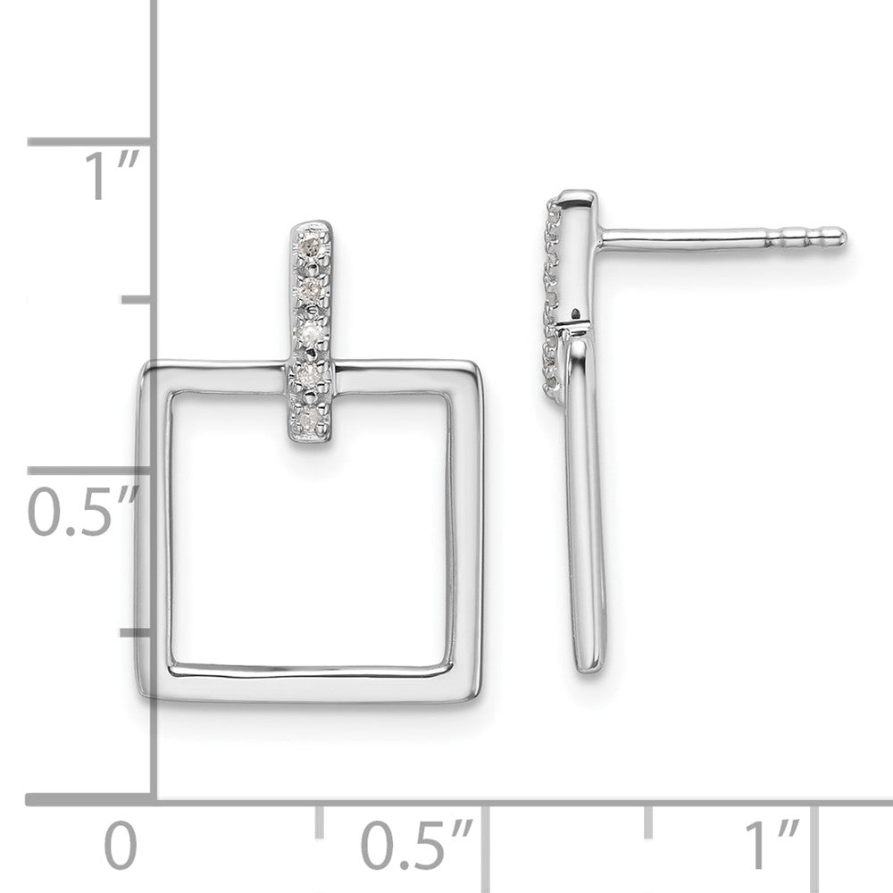 White Ice Sterling Silver Rhodium-plated Open Square Diamond Post Dangle Earrings