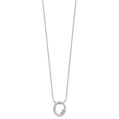 White Ice Sterling Silver Rhodium-plated 18 inch Diamond Oval Necklace plus 2 inch Extender
