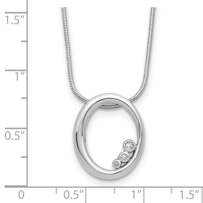 White Ice Sterling Silver Rhodium-plated 18 inch Diamond Oval Necklace plus 2 inch Extender
