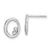 White Ice Sterling Silver Rhodium-plated Diamond Oval Post Earrings
