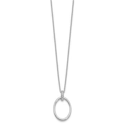 White Ice Sterling Silver Rhodium-plated 18 inch Diamond Oval Necklace plus 2 in Extender