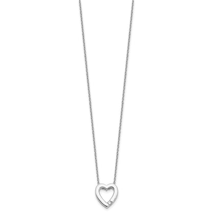 White Ice Sterling Silver Rhodium-plated Diamond Open Heart 18 inch Necklace plus 2 inch Extender
