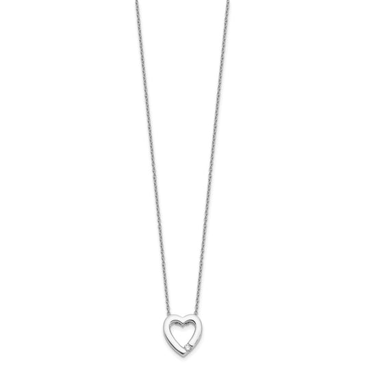 White Ice Sterling Silver Rhodium-plated Diamond Open Heart 18 inch Necklace plus 2 inch Extender