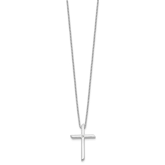 White Ice Sterling Silver Rhodium-plated 18 inch Diamond Cross Necklace plus 2 inch Extender
