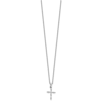 White Ice Sterling Silver Rhodium-plated 18 inch Diamond Cross plus 2 inch Extender