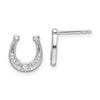 White Ice Sterling Silver Rhodium-plated Diamond Horseshoe Post Earrings
