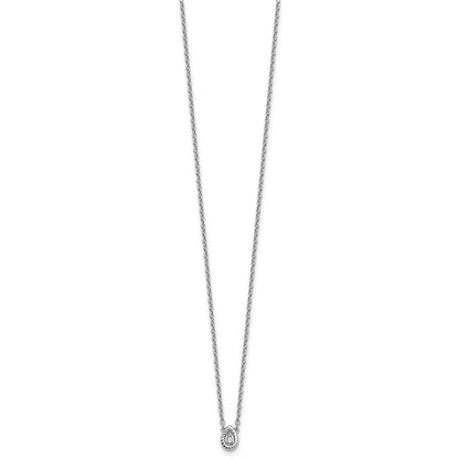 White Ice Sterling Silver Rhodium-plated 18in Diamond Twisted Teardrop Necklace plus 2in extender