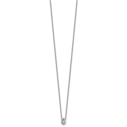 White Ice Sterling Silver Rhodium-plated 18in Diamond Twisted Teardrop Necklace plus 2in extender