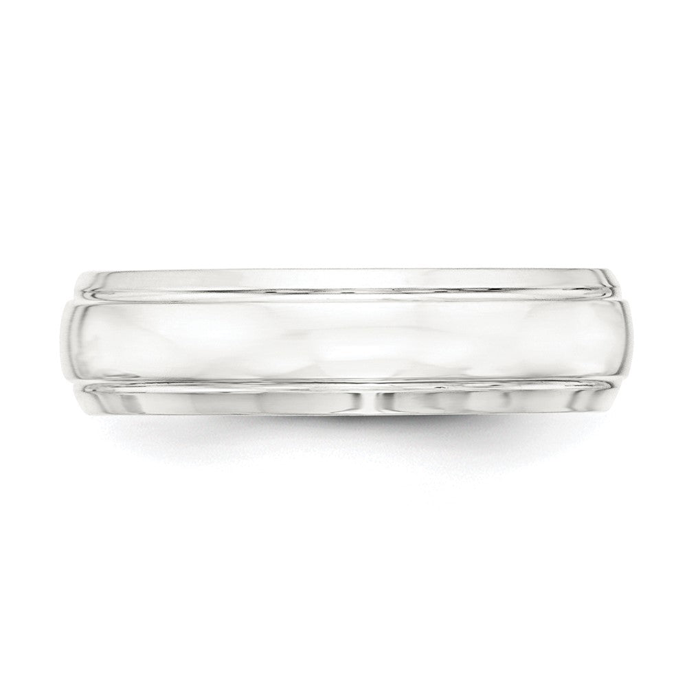 Sterling Silver 6mm Polished Domed with Grooved Beveled Edge Fancy Band Size 10.5