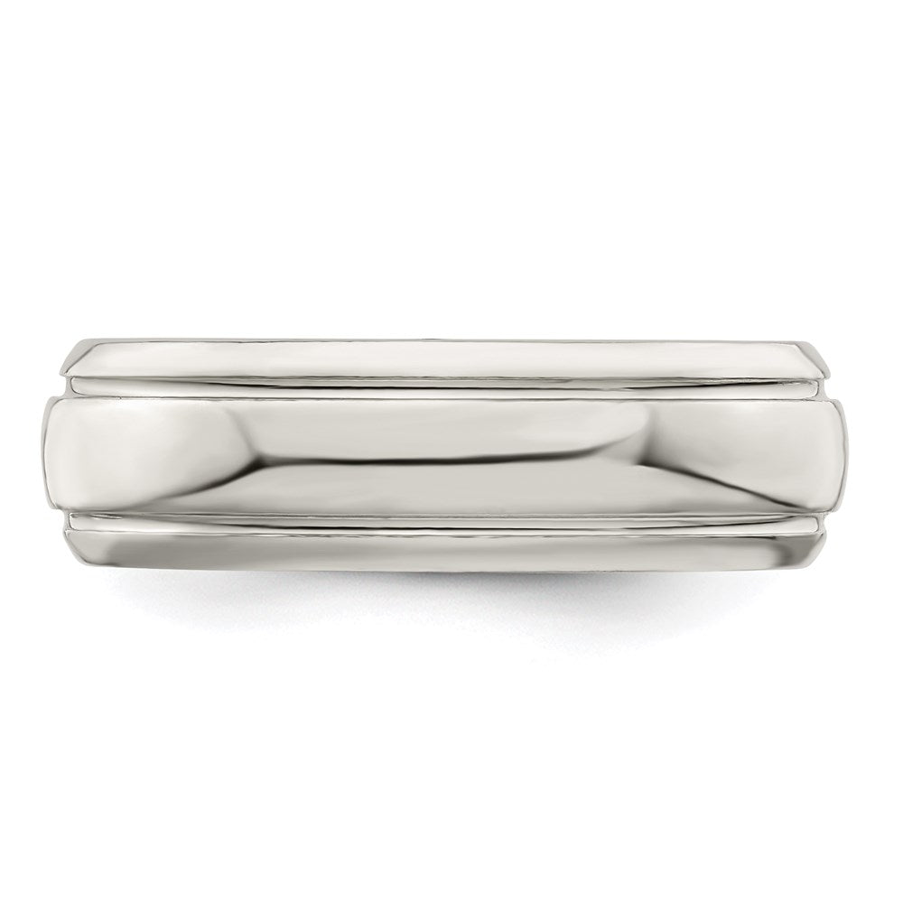 Sterling Silver 6mm Polished Domed with Grooved Beveled Edge Fancy Band Size 8