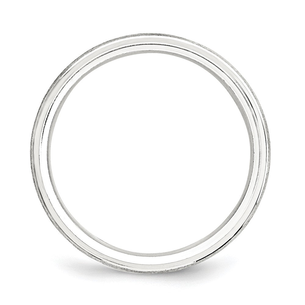 Sterling Silver 6mm Brushed Domed with Grooved Beveled Edge Fancy Band Size 12