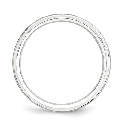Sterling Silver 6mm Brushed Domed with Grooved Beveled Edge Fancy Band Size 7.5