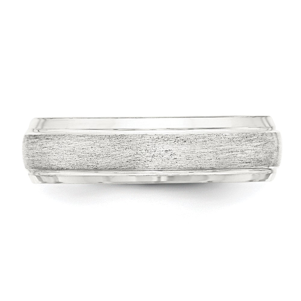 Sterling Silver 6mm Brushed Domed with Grooved Beveled Edge Fancy Band Size 7.5