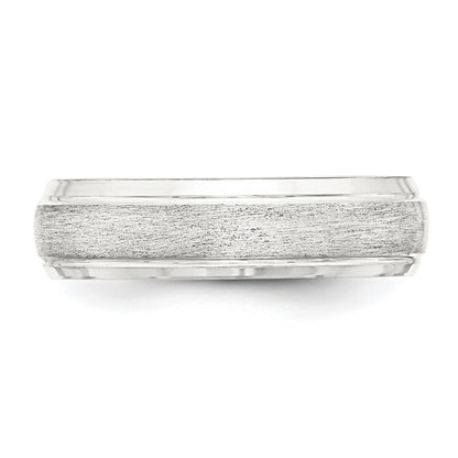 Sterling Silver 6mm Brushed Domed with Grooved Beveled Edge Fancy Band Size 7.5