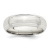 Sterling Silver 6mm Brushed Domed with Grooved Beveled Edge Fancy Band Size 12