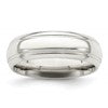 Sterling Silver 6mm Polished Domed with Grooved Beveled Edge Fancy Band Size 7