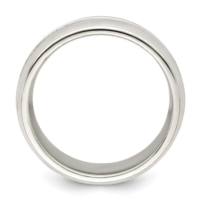 Sterling Silver 7mm Polished Domed Grooved Fancy Band Size 12.5