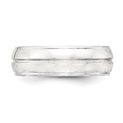 Sterling Silver 7mm Polished Domed Grooved Fancy Band Size 8.5