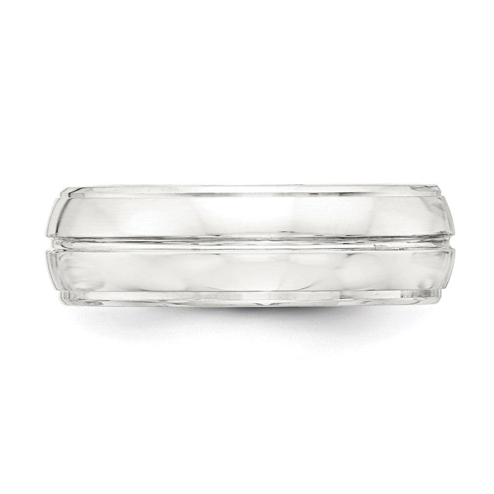 Sterling Silver 7mm Polished Domed Grooved Fancy Band Size 10