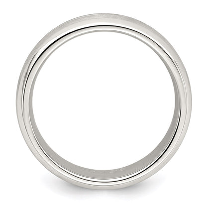 Sterling Silver 7mm Brushed Domed Grooved Fancy Band Size 10
